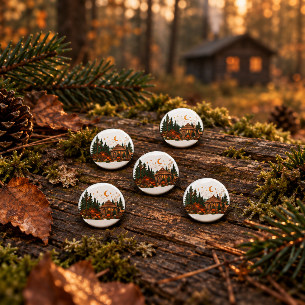 Set of Huntsman Hut pin buttons